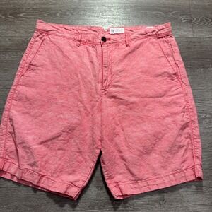 Gap Shorts Mens 34 Pink Linen Blend Chino Casual Flat Front 10" Short Preppy